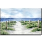 Preview: Leinwand 40 x 30 cm Keilrahmen Canvas-Leinen Strandweg  Aquarell Maritim Kunst Druck Kunstdruck Dänemark Nordsee Ostsee Dünen Meer Strand Sylt